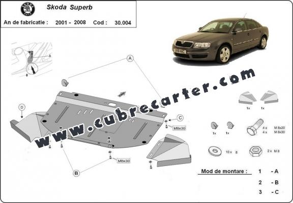 Cubre carter metalico Skoda Superb - 1,8  1,9 2,0 TDI