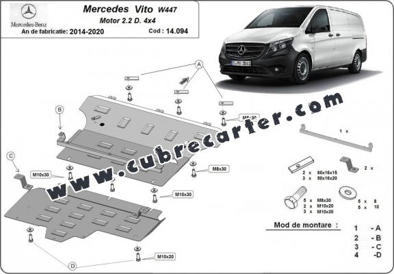 Cubre carter metalico Mercedes Vito W447, 2.2 D, 4x4