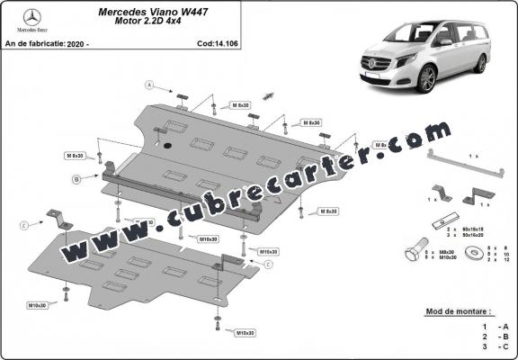 Cubre carter metalico Mercedes Viano W447, 2.2 D, 4x4