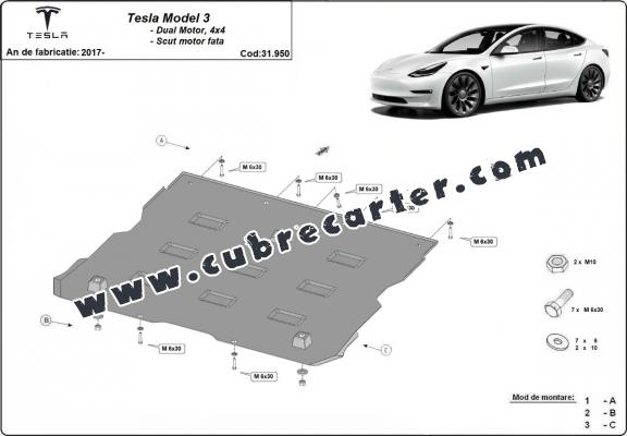 Cubre carter del motor delantero eléctrico para Tesla Model 3 AWD