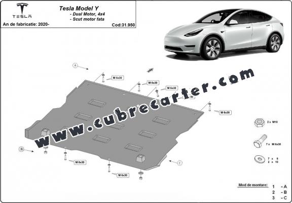 Cubre carter del motor delantero eléctrico para Tesla Model Y AWD