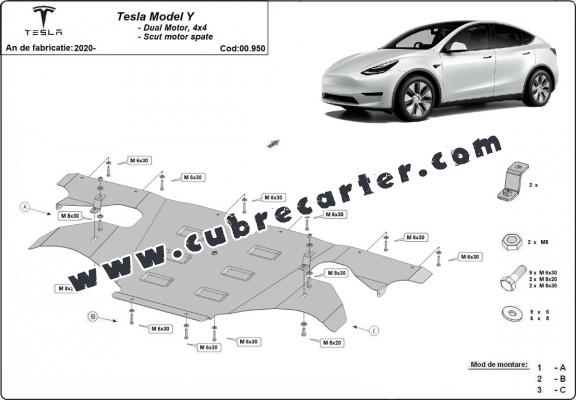 Cubre carter del motor trasero eléctrico para Tesla Model Y AWD